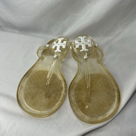 Tory Burch Mini Miller Thong Sandals Size 6 Jelly Flip Flops Travel Cruise Beach - Picture 2 of 5